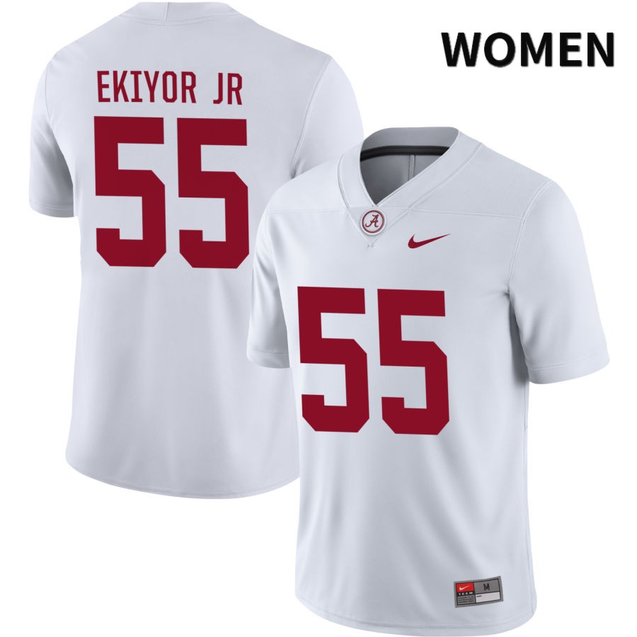 Alabama Crimson Tide Women's Emil Ekiyor Jr #55 NIL White 2022 NCAA Authentic Stitched College Football Jersey DH16U27PU